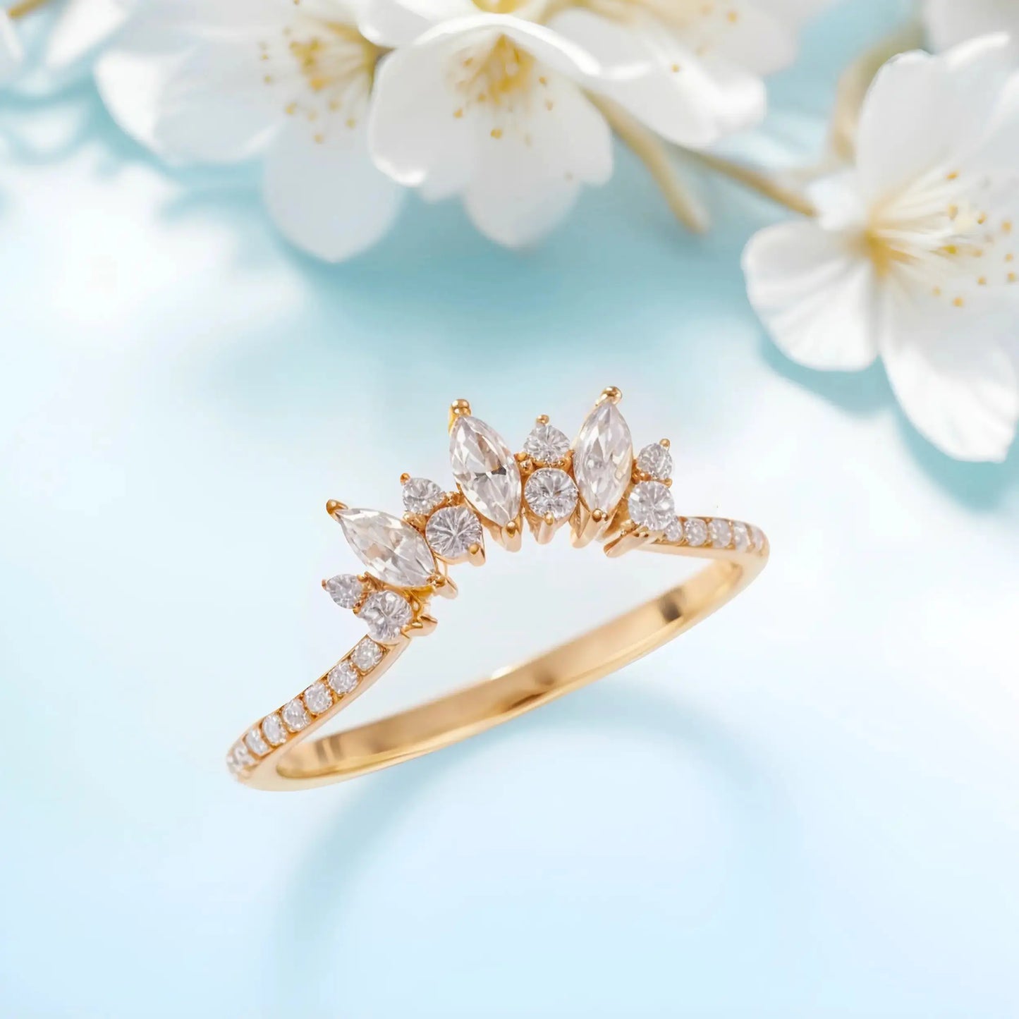 Unique moissanite band with a white zircon