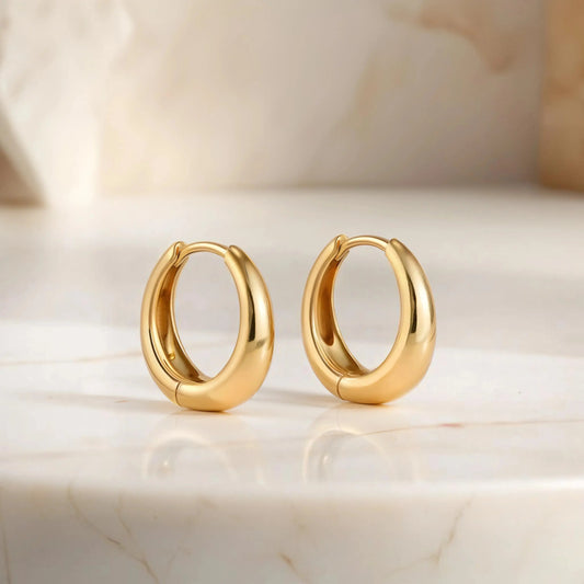 3 pcs hoop earrings set  18K-Yellow-Gold Earrings Starry Cradles 41.00