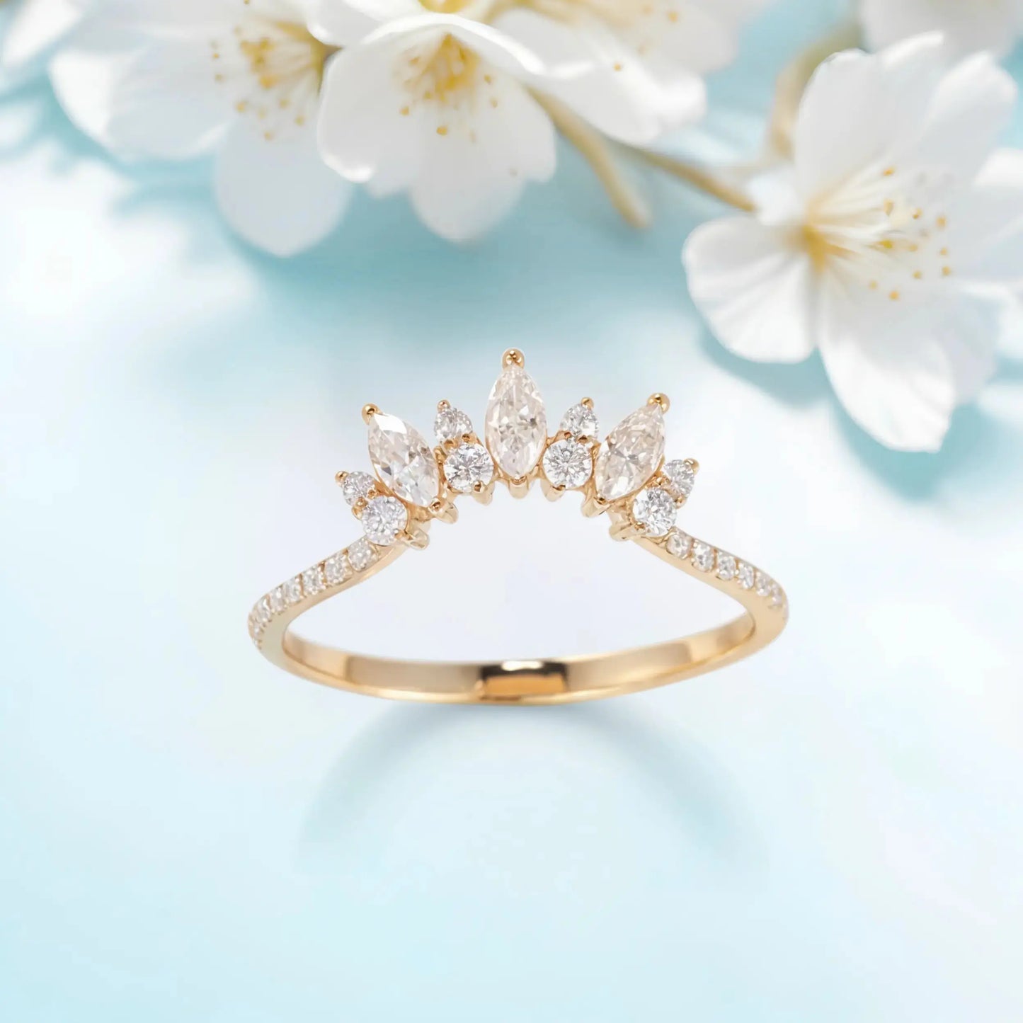 Unique moissanite band with a white zircon
