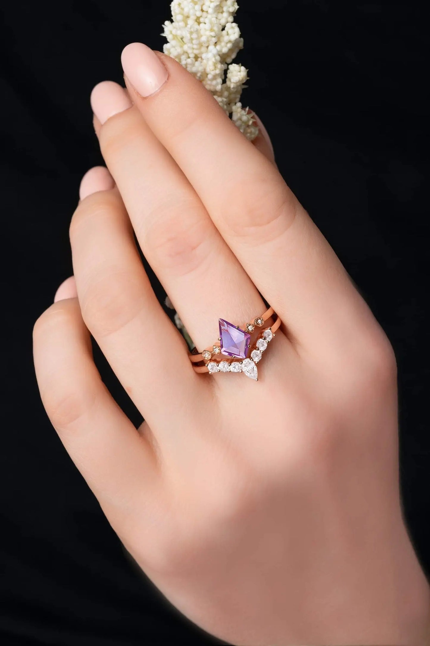 Amethyst ring set Rings Starry Cradles