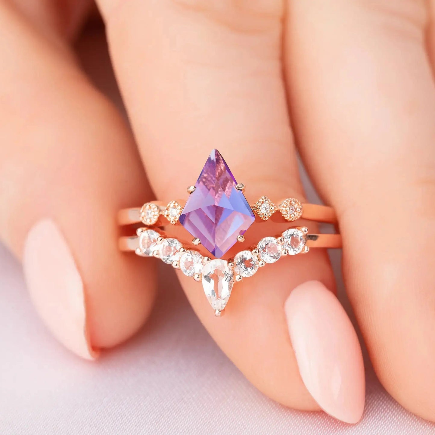 Amethyst ring set Rings Starry Cradles