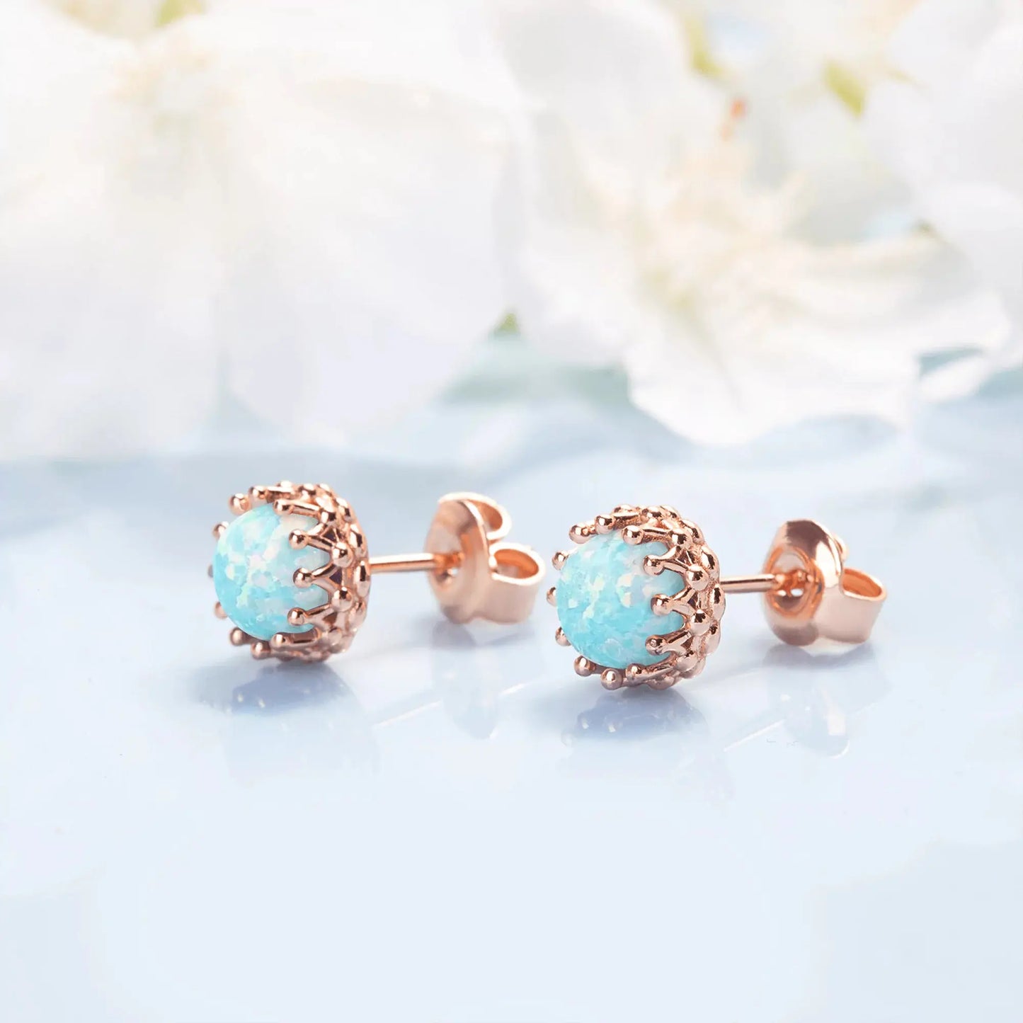 Green Opal crown studs