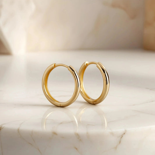 Hoop earrings  18K-Yellow-Gold Earrings Starry Cradles 52.00