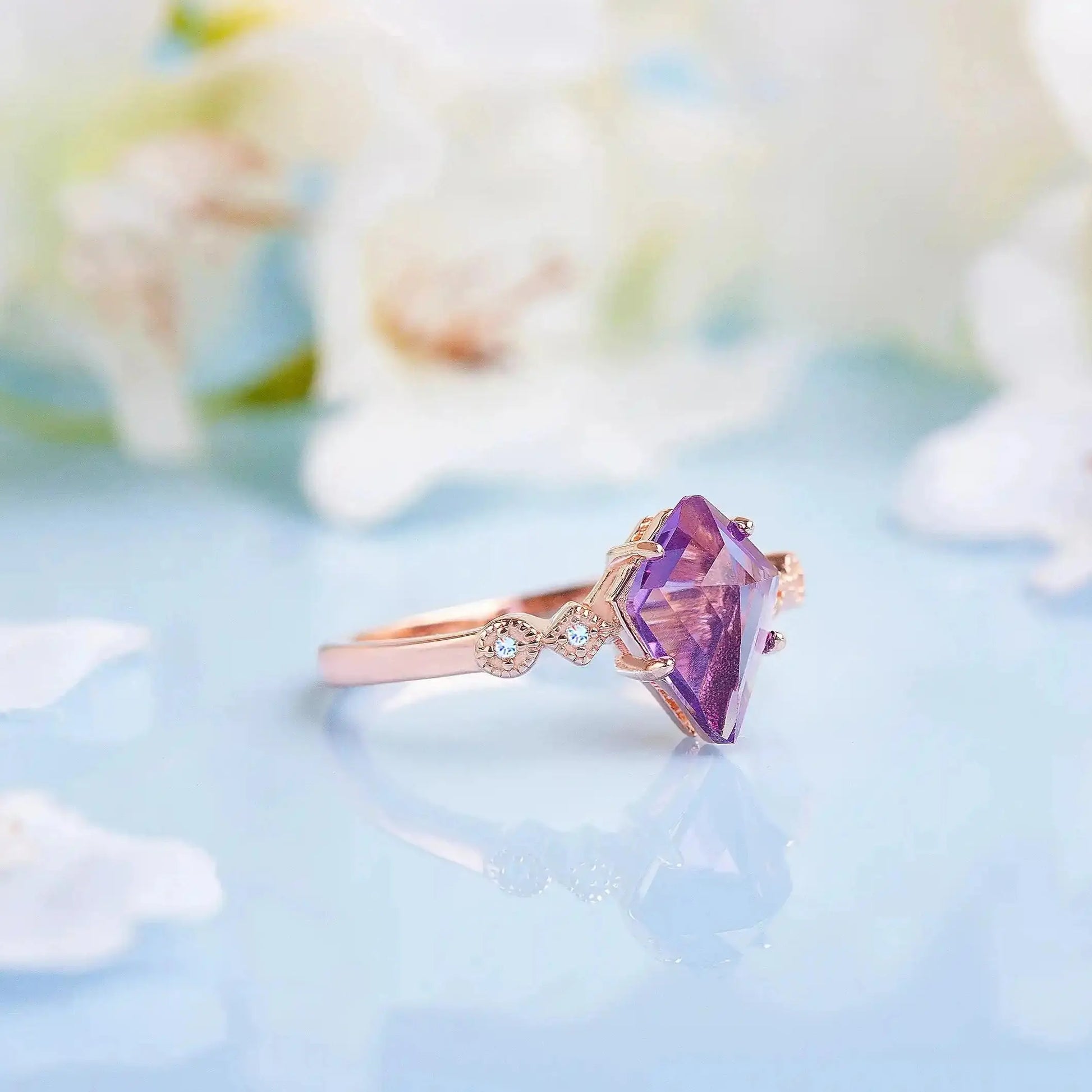 Amethyst & White Zircon ring