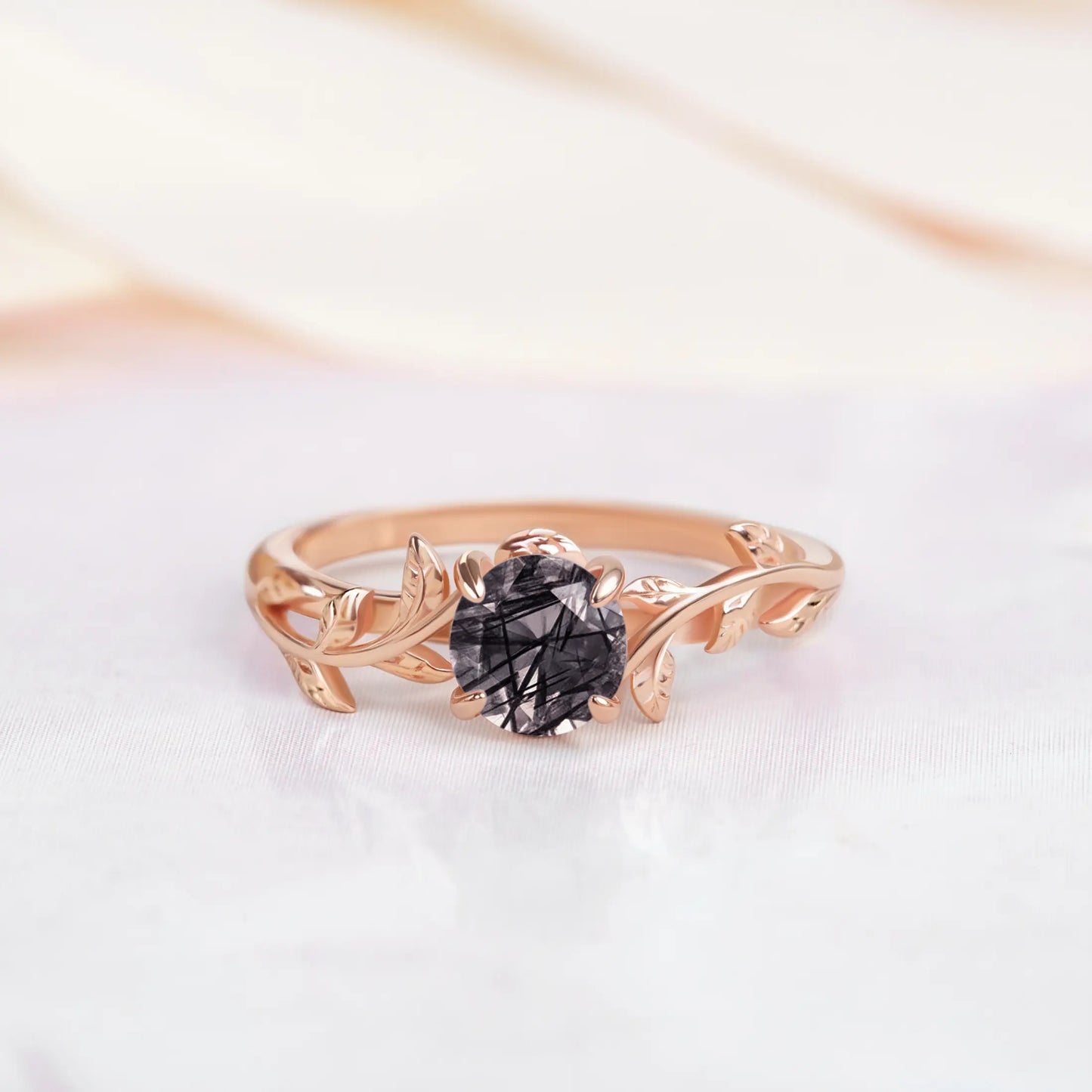 Twig ring with Black Quartz