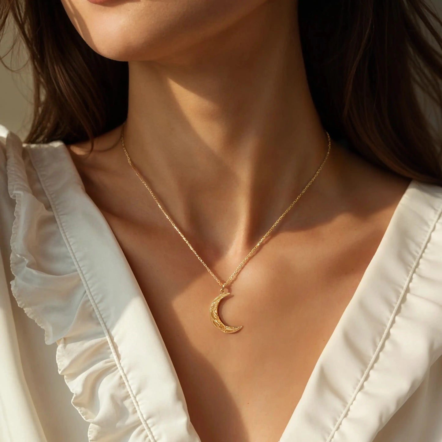 Moon-shaped pendant necklace Necklaces Starry Cradles