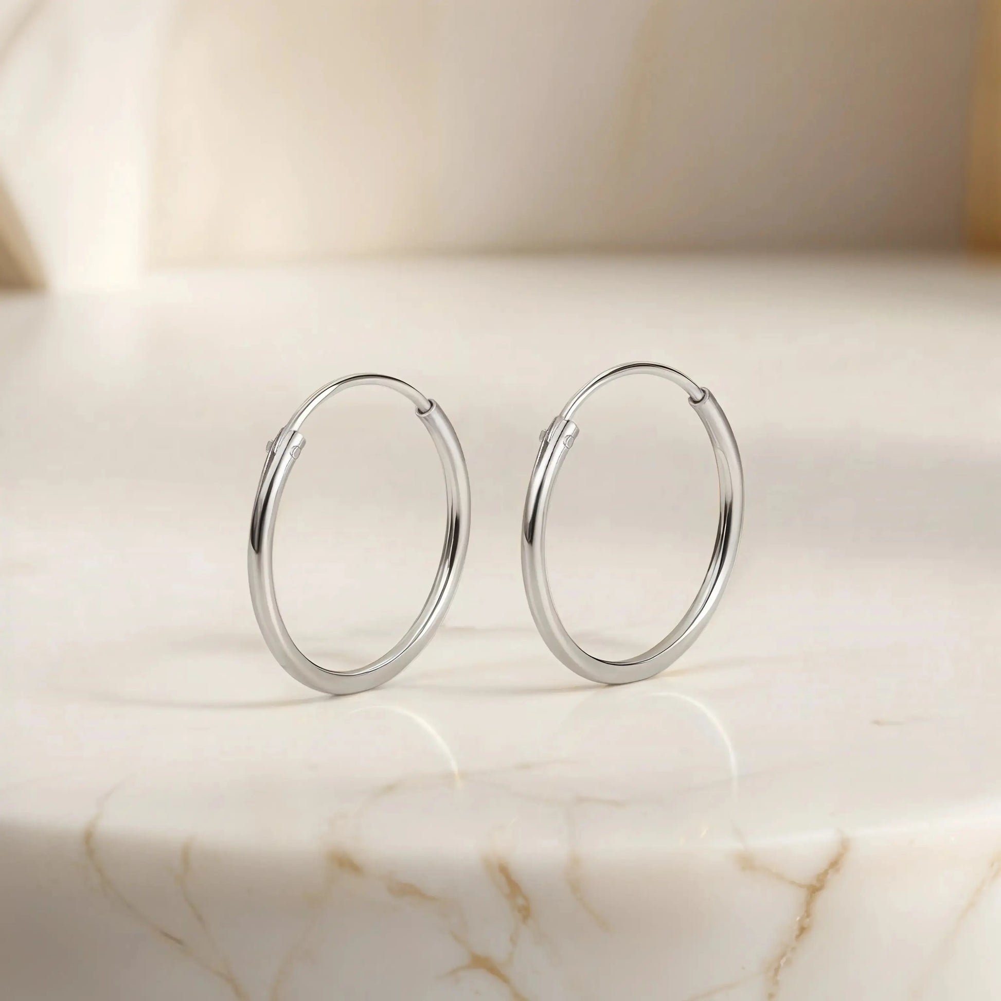 Round Hoop earrings  18K-White-Gold-28mm Earrings Starry Cradles 50.00