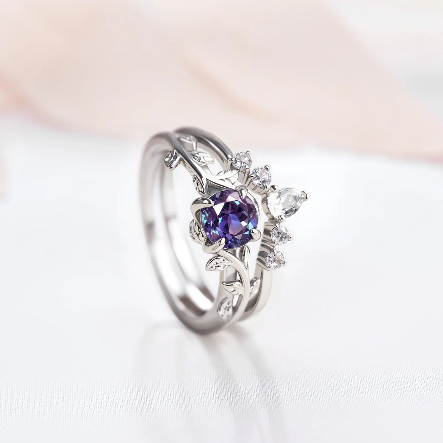 Twigs ring set with Alexandrite and Topaz