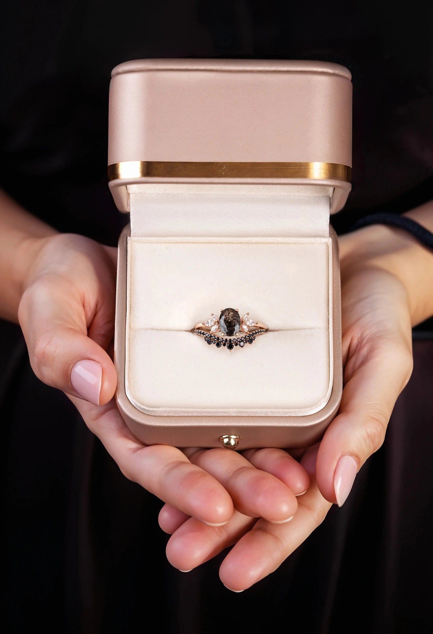 Unique Black Bridal Ring Set (Orion) Rings Starry Cradles