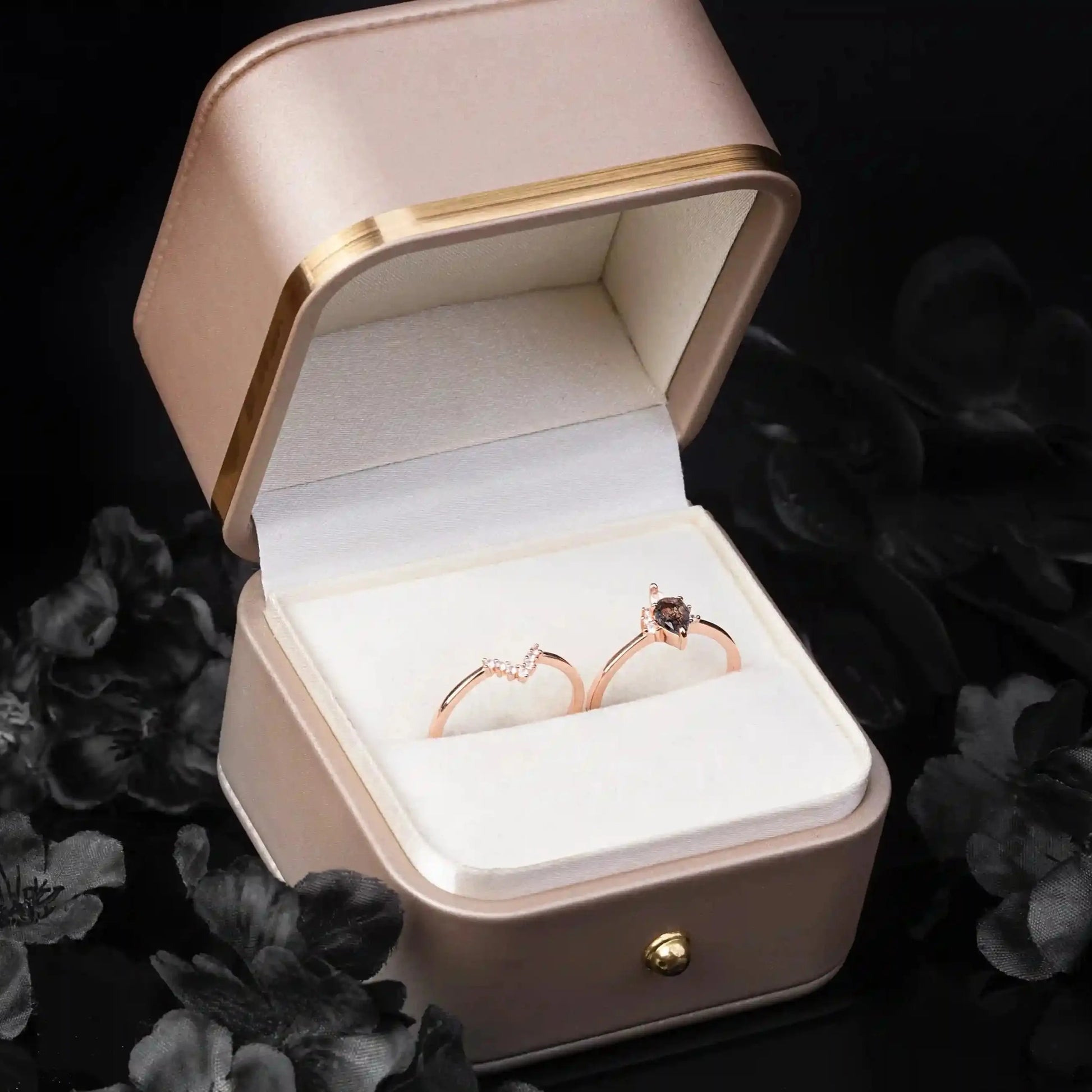 Wedding Ring Set with Black Quartz (Eridanus)   Rings Starry Cradles