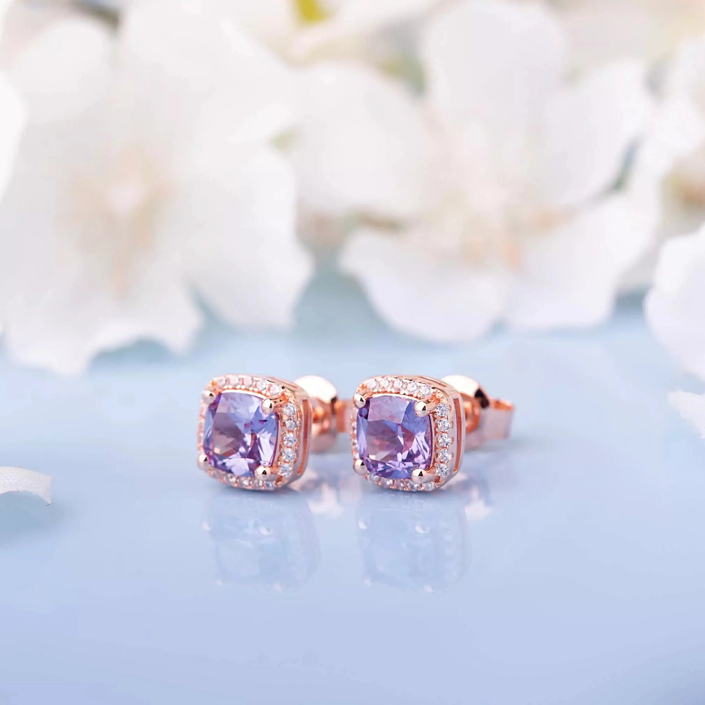 Amethyst Square studs