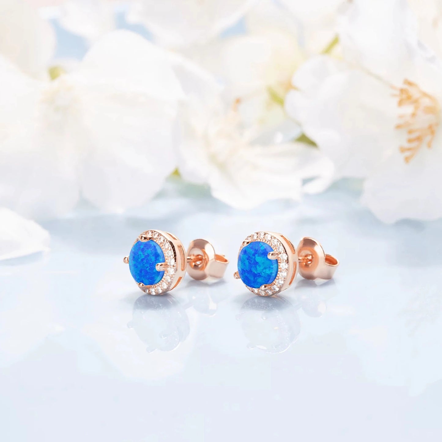 Blue Opal Round studs