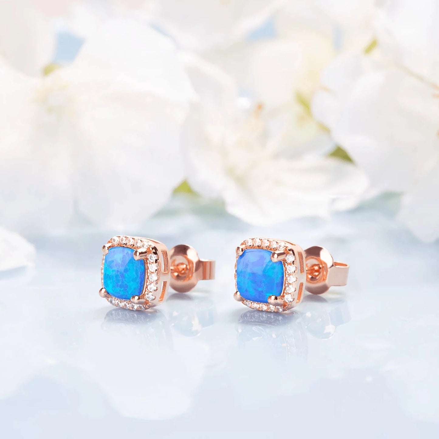 Blue Opal square studs