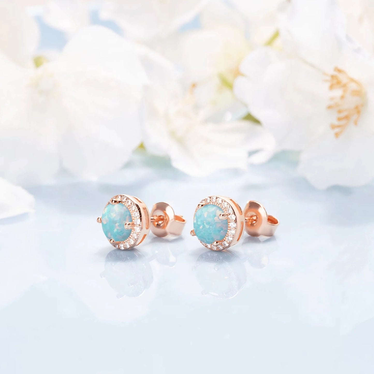 Green Opal Round studs