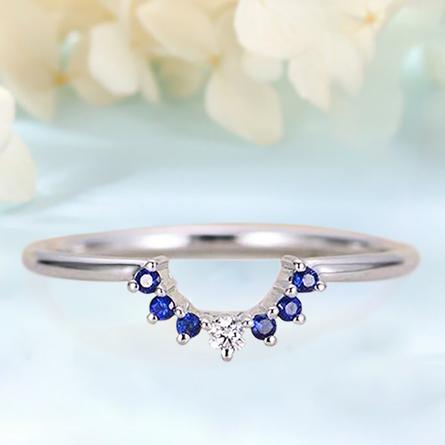 Blue Cubic Zirconia engagement ring