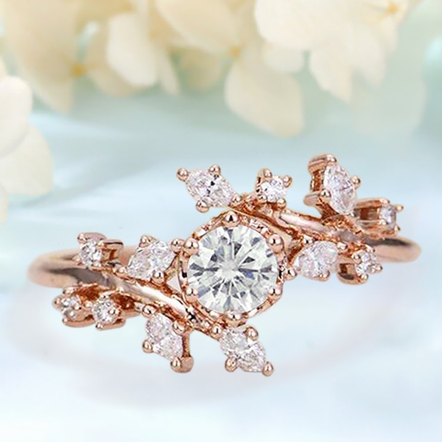 Moissanite & White Zircon engagement ring
