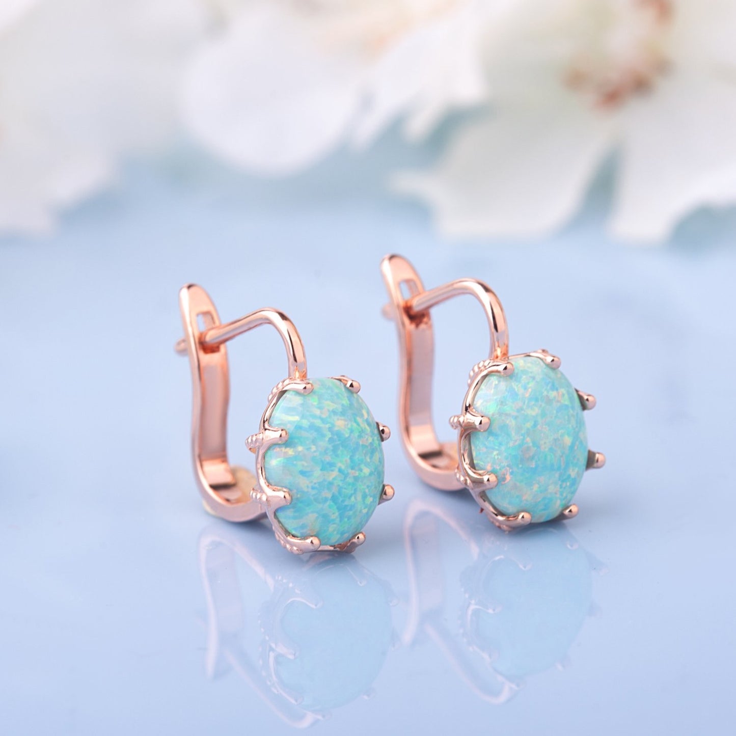 Two Green Opal vintage earrings