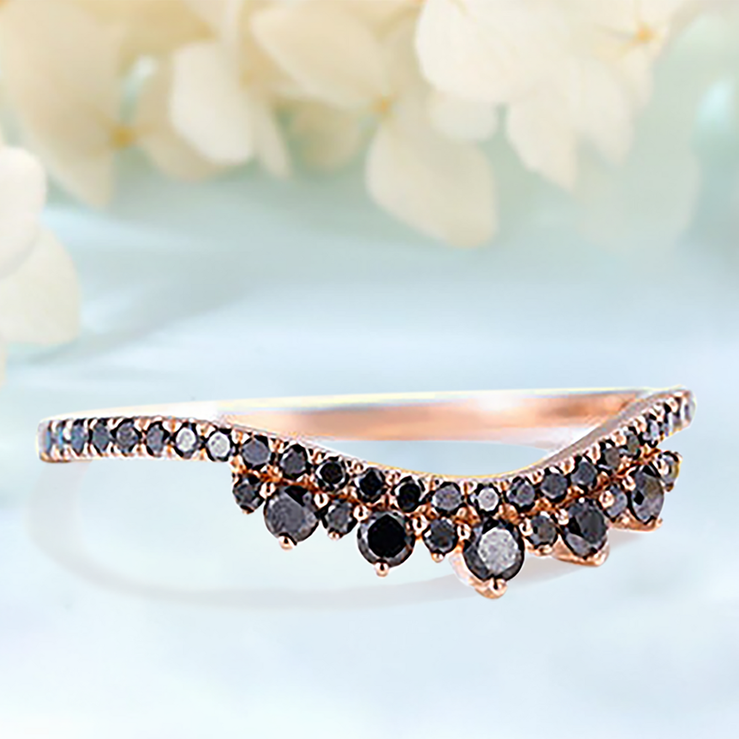 Ring with a Black Spinels