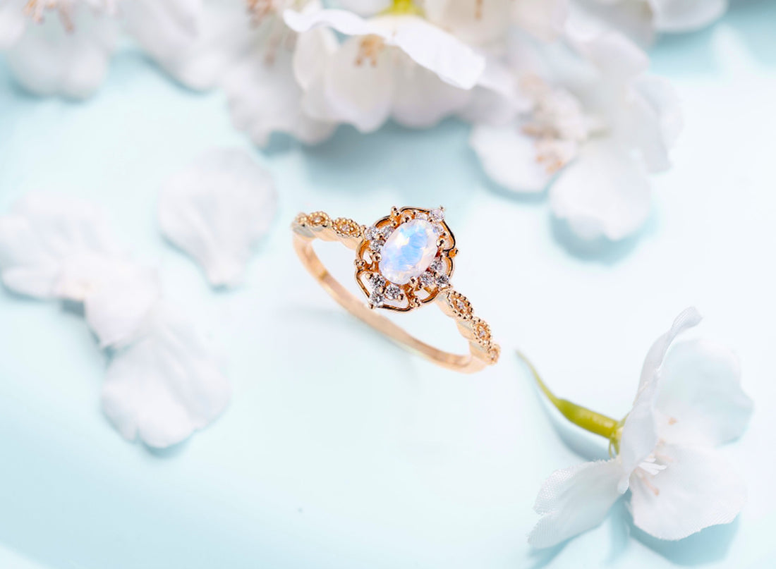 Ring with a moonstone