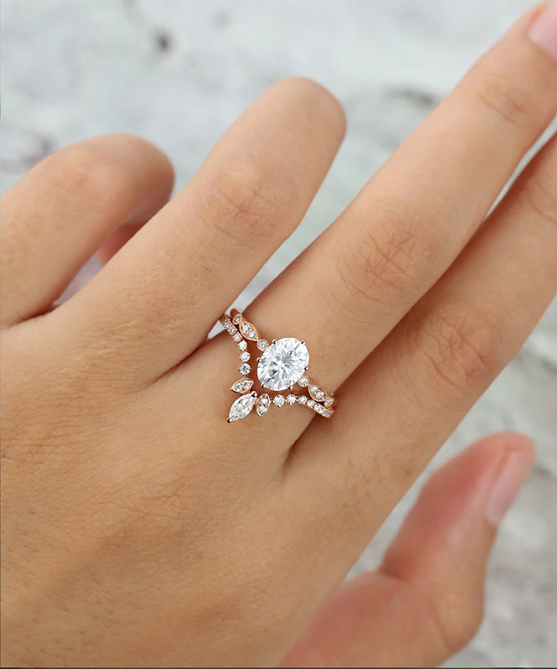 Engagement ring with white topaz