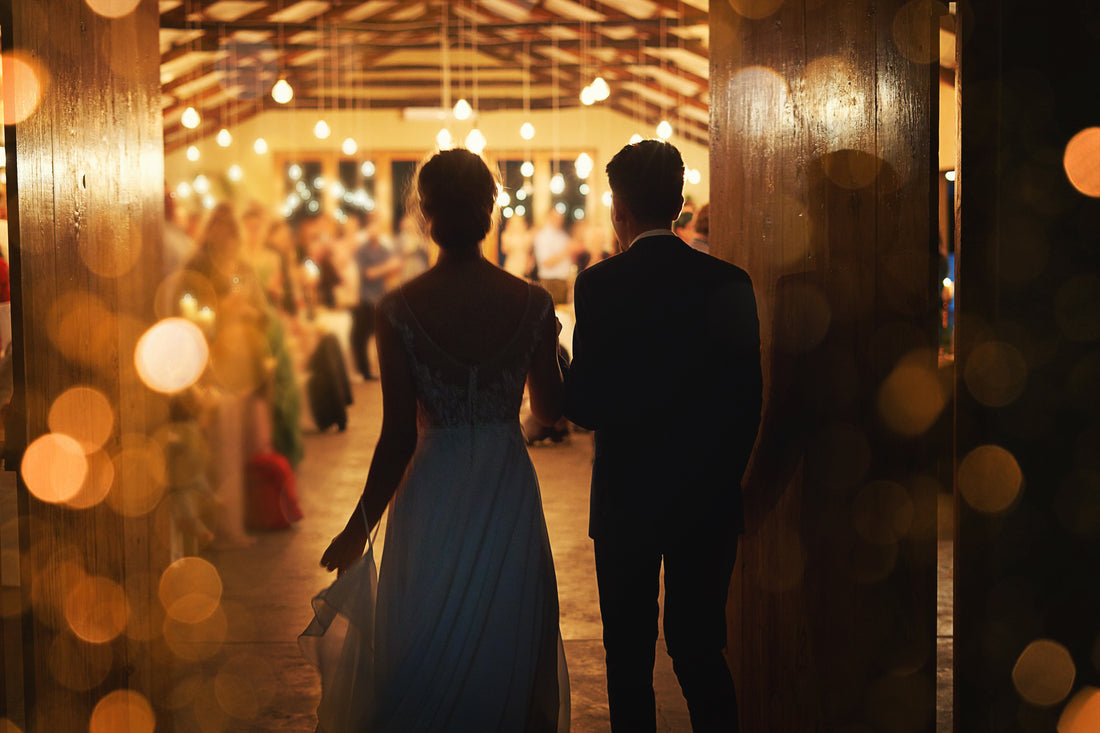 Bride and groom walking in a wedding ceremony