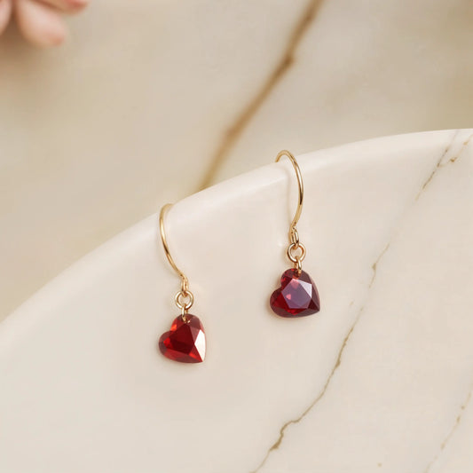 Ruby heart earrings