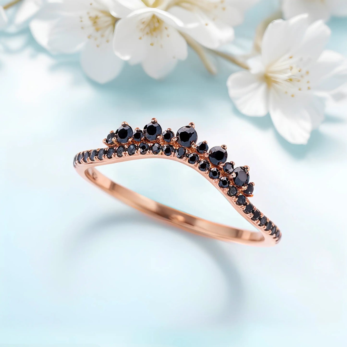 Ring with a Black Spinels