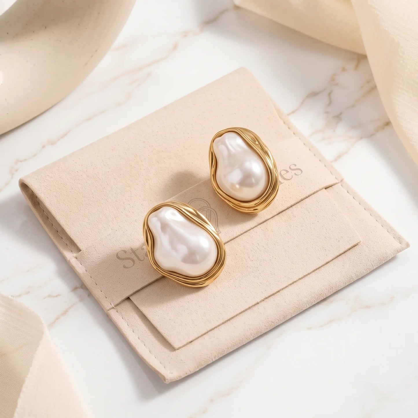 Baroque Pearl Earrings   Earrings Starry Cradles