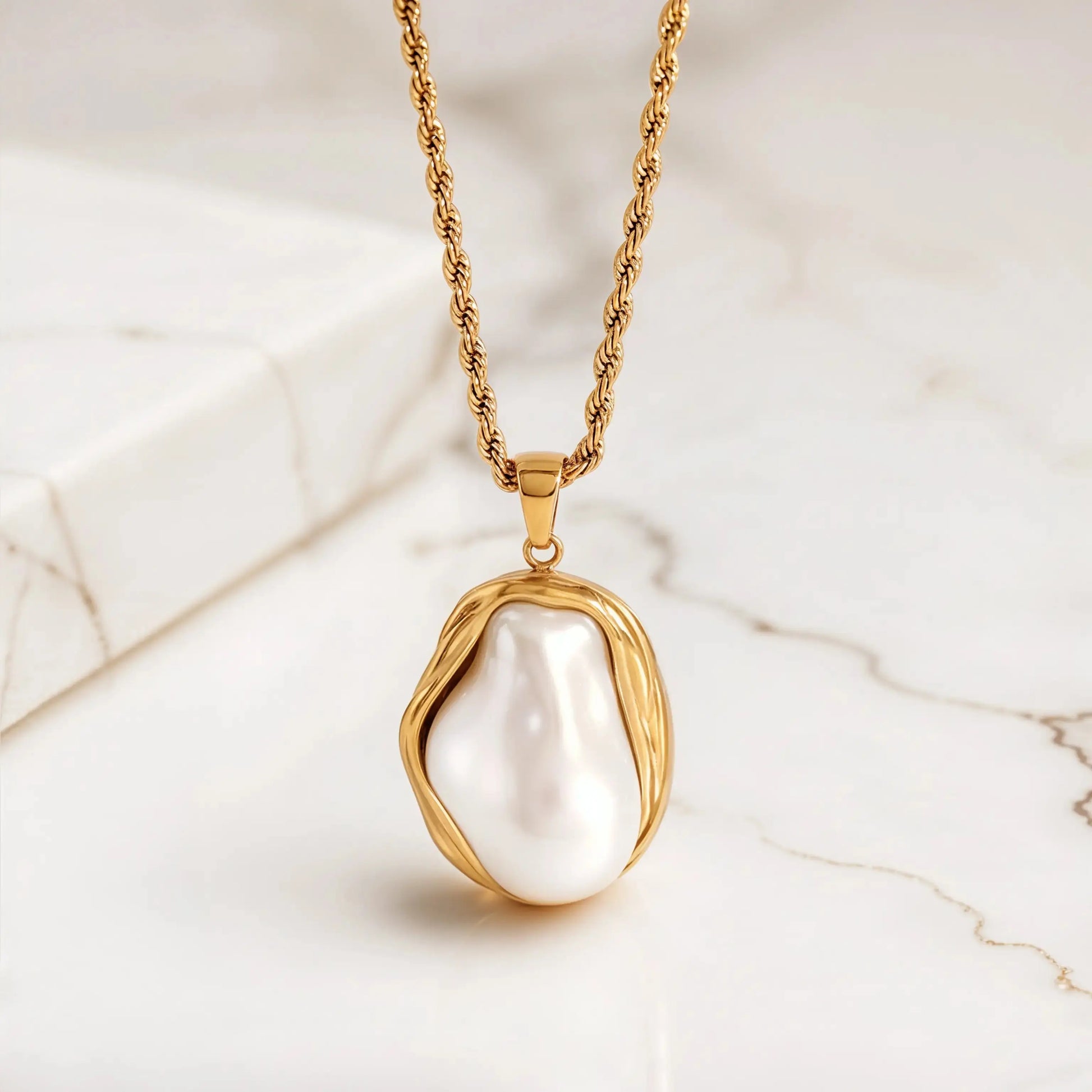 Big pearl necklace  18K Yellow Gold Necklaces Starry Cradles 99.00