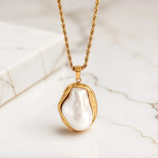 Big pearl necklace  18K Yellow Gold Necklaces Starry Cradles 99.00