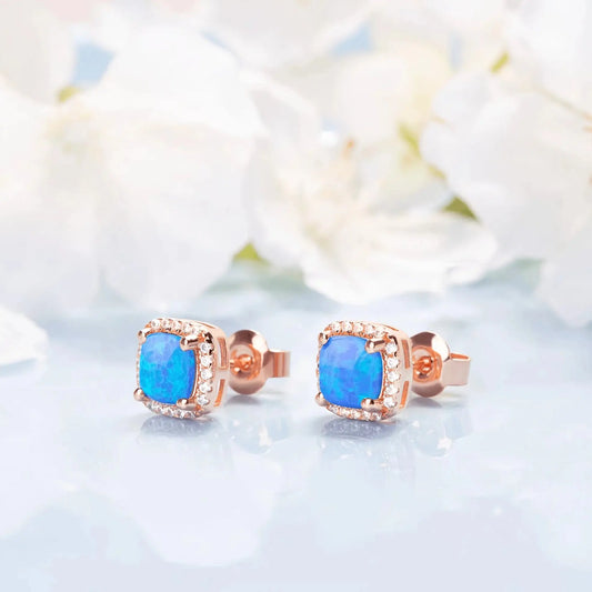 Blue Opal square studs