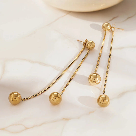 Drop chain earrings  18K-Yellow-Gold Earrings Starry Cradles 57.00