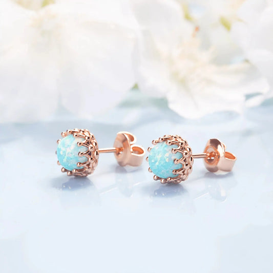 Green Opal crown studs