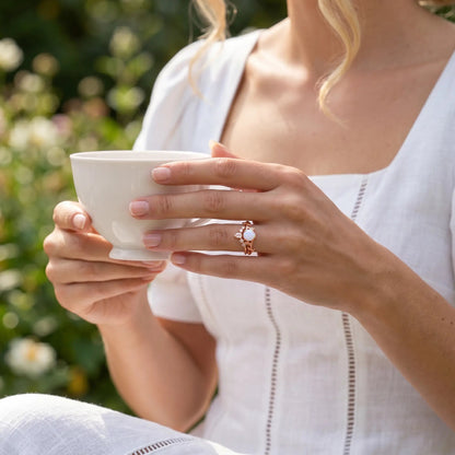 LOTUS SET — Opal & Topaz   Rings Starry Cradles