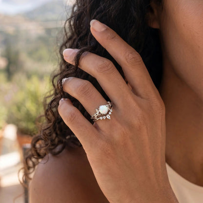 LOTUS SET — Opal & Topaz   Rings Starry Cradles