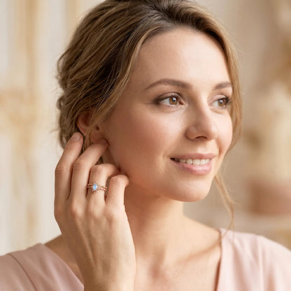 LUNARA SET — Moonstone & Moissanite   Rings Starry Cradles