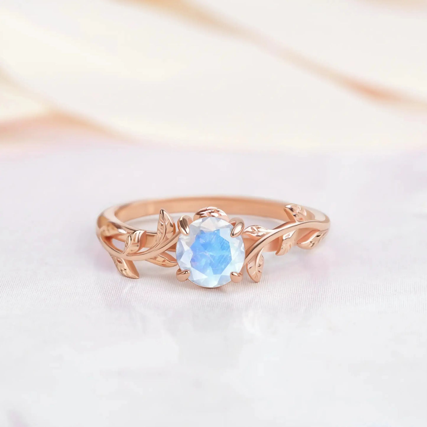Leaf Moonstone engagement ring   Rings Starry Cradles
