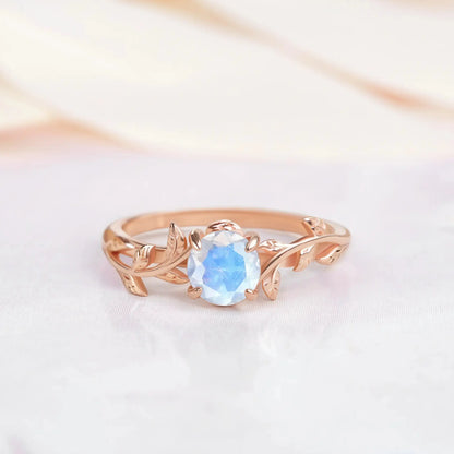 Leaf Moonstone engagement ring   Rings Starry Cradles