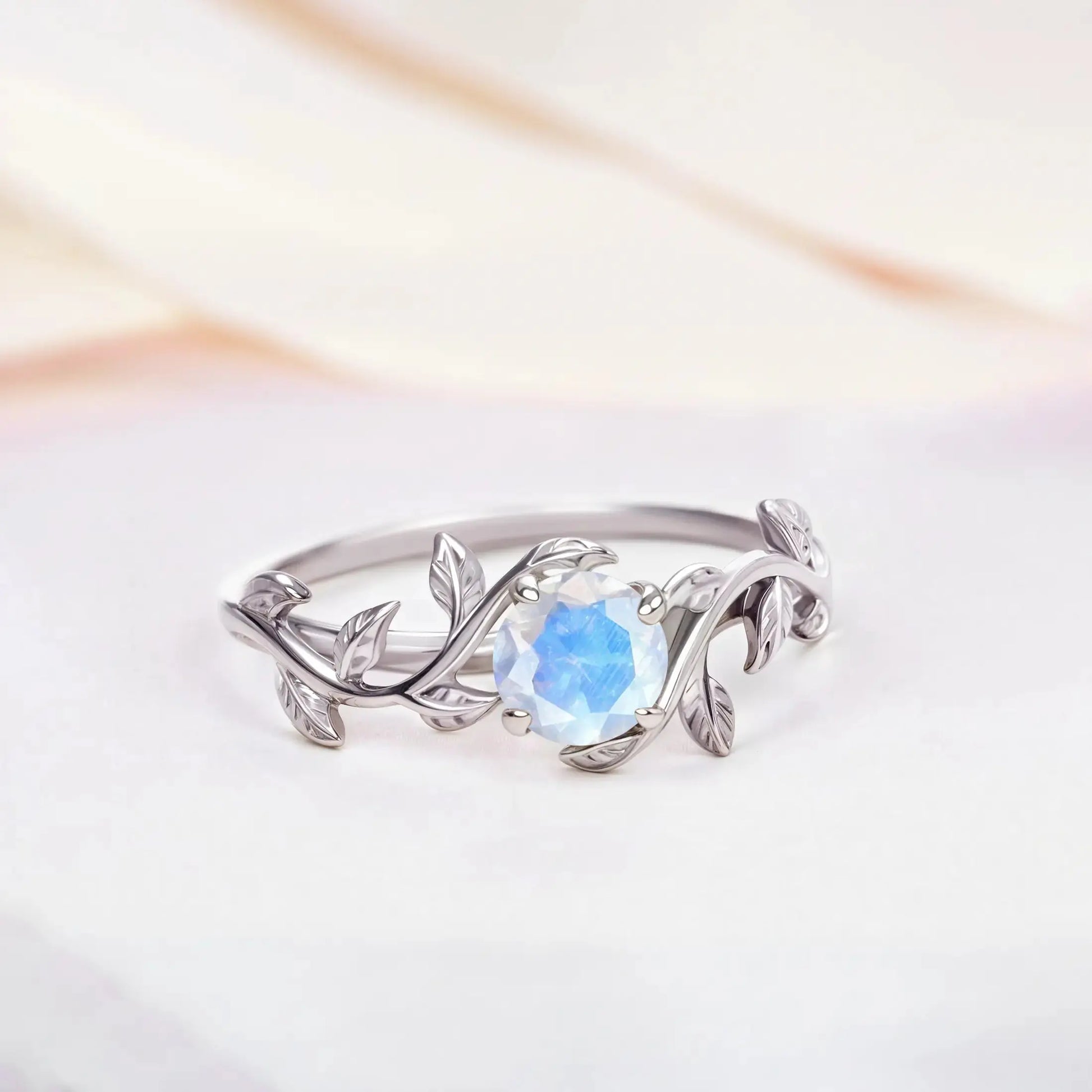 Leaf Moonstone engagement ring   Rings Starry Cradles