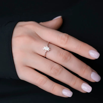Vintage Moissanite ring set on a woman's hand