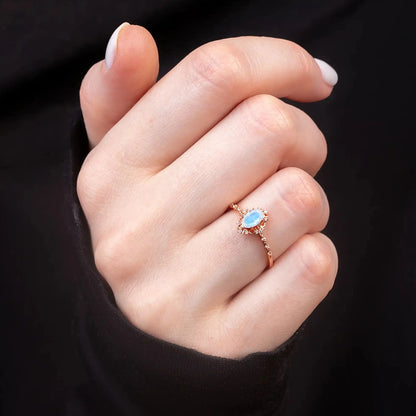 Vintage Moonstone ring on a woman's hand