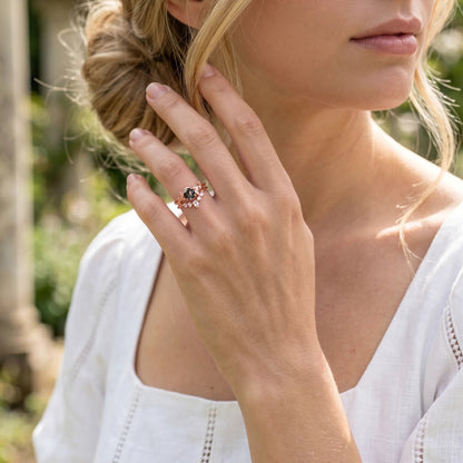 ORCHID SET — Black Quartz & Topaz   Rings Starry Cradles