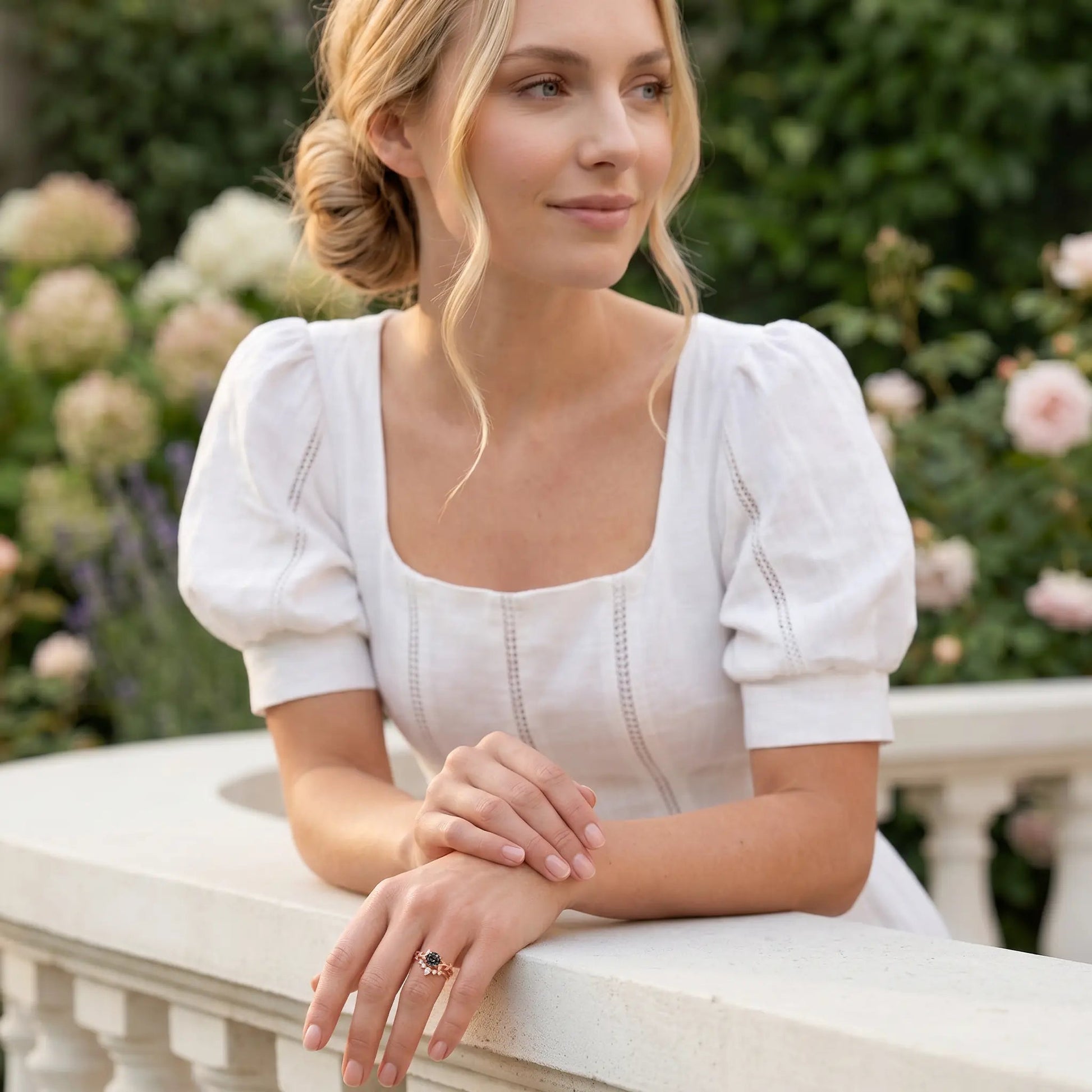 ORCHID SET — Black Quartz & Topaz   Rings Starry Cradles