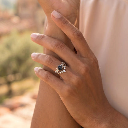 ORCHID SET — Black Quartz & Topaz   Rings Starry Cradles