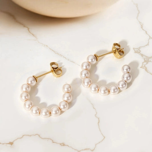 Pearl earrings  18K-Yellow-Gold Earrings Starry Cradles 61.00