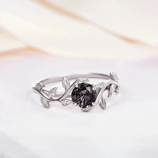 Twig ring with Black Quartz   Rings Starry Cradles