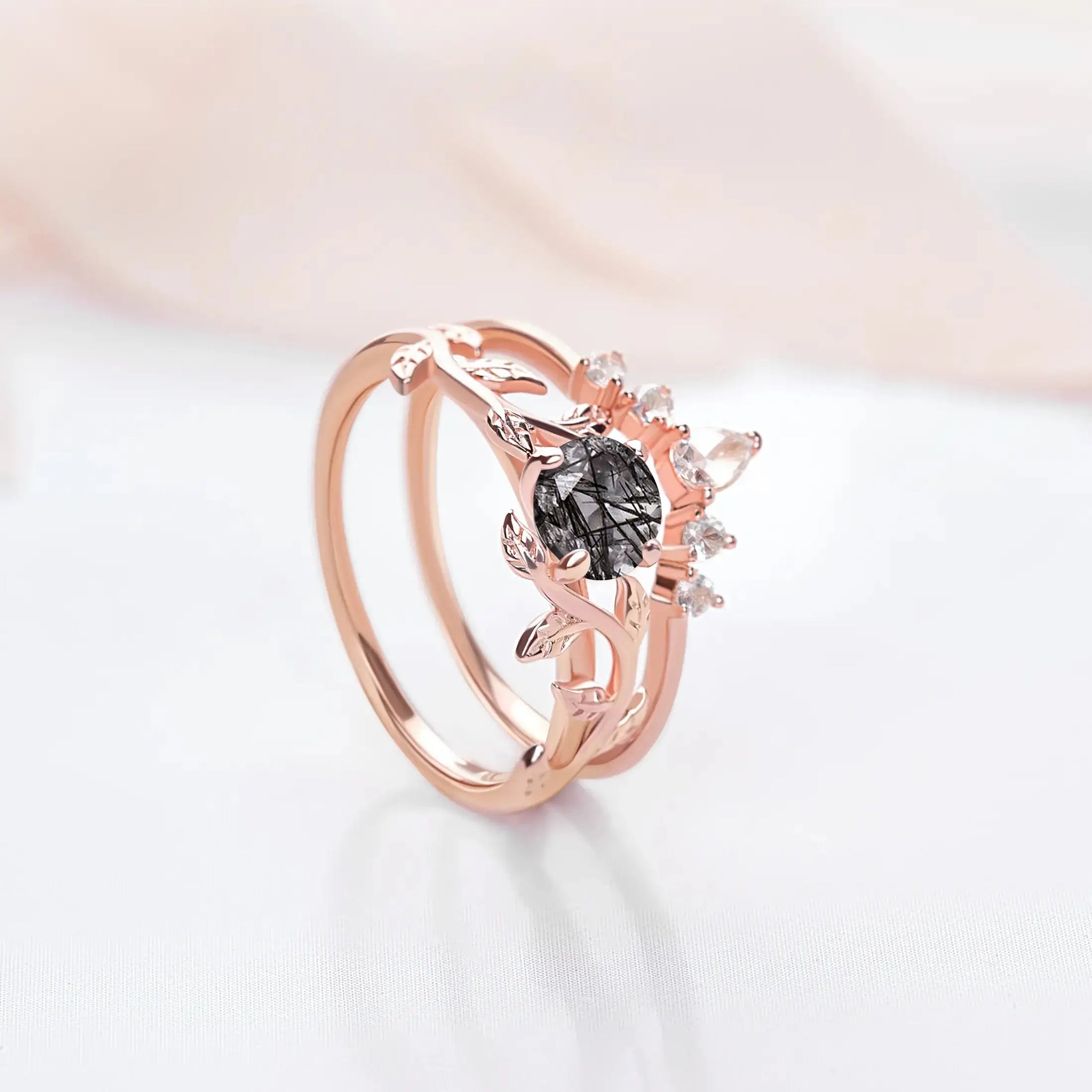 Twigs ring set with Black Quartz and Topaz   Rings Starry Cradles