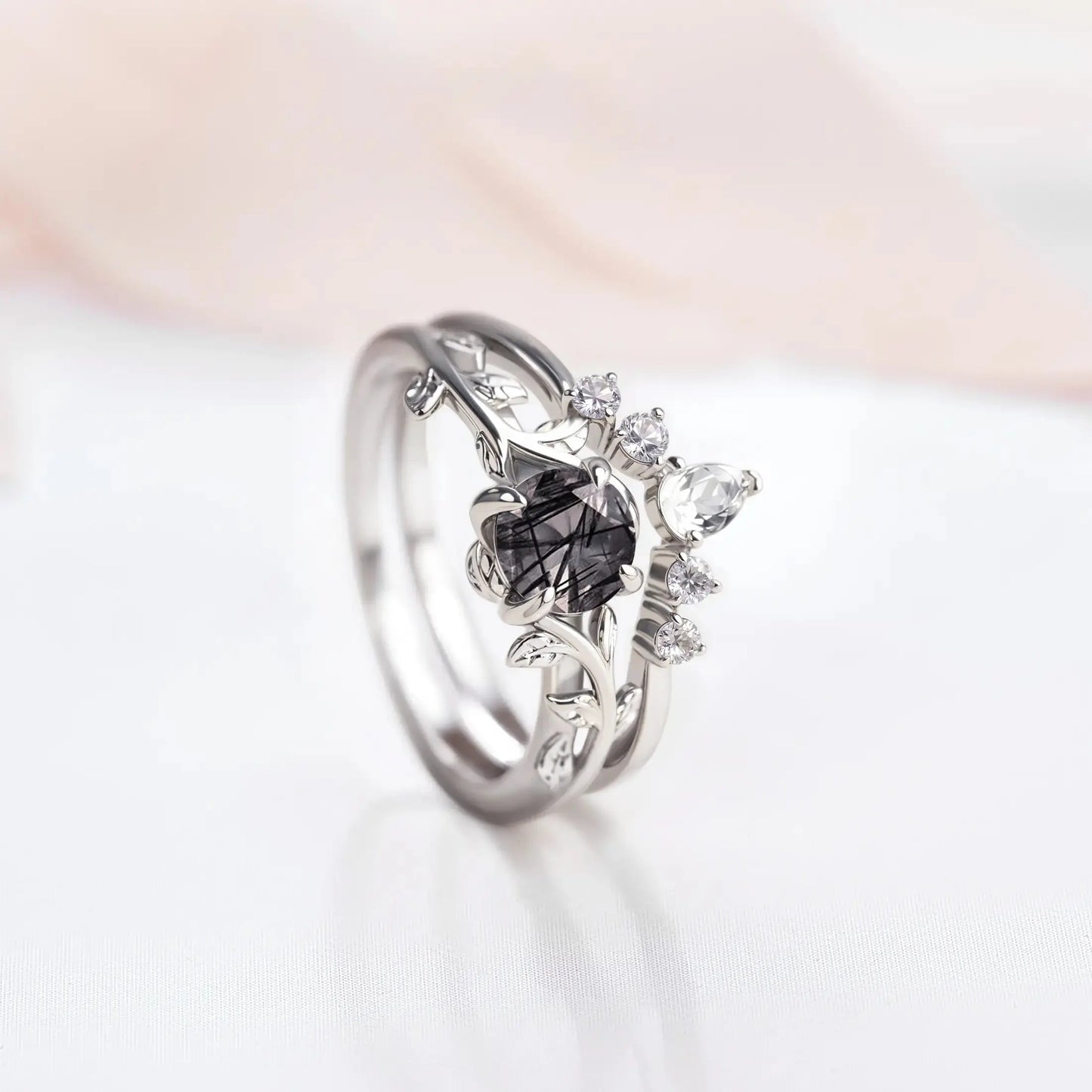 Twigs ring set with Black Quartz and Topaz   Rings Starry Cradles