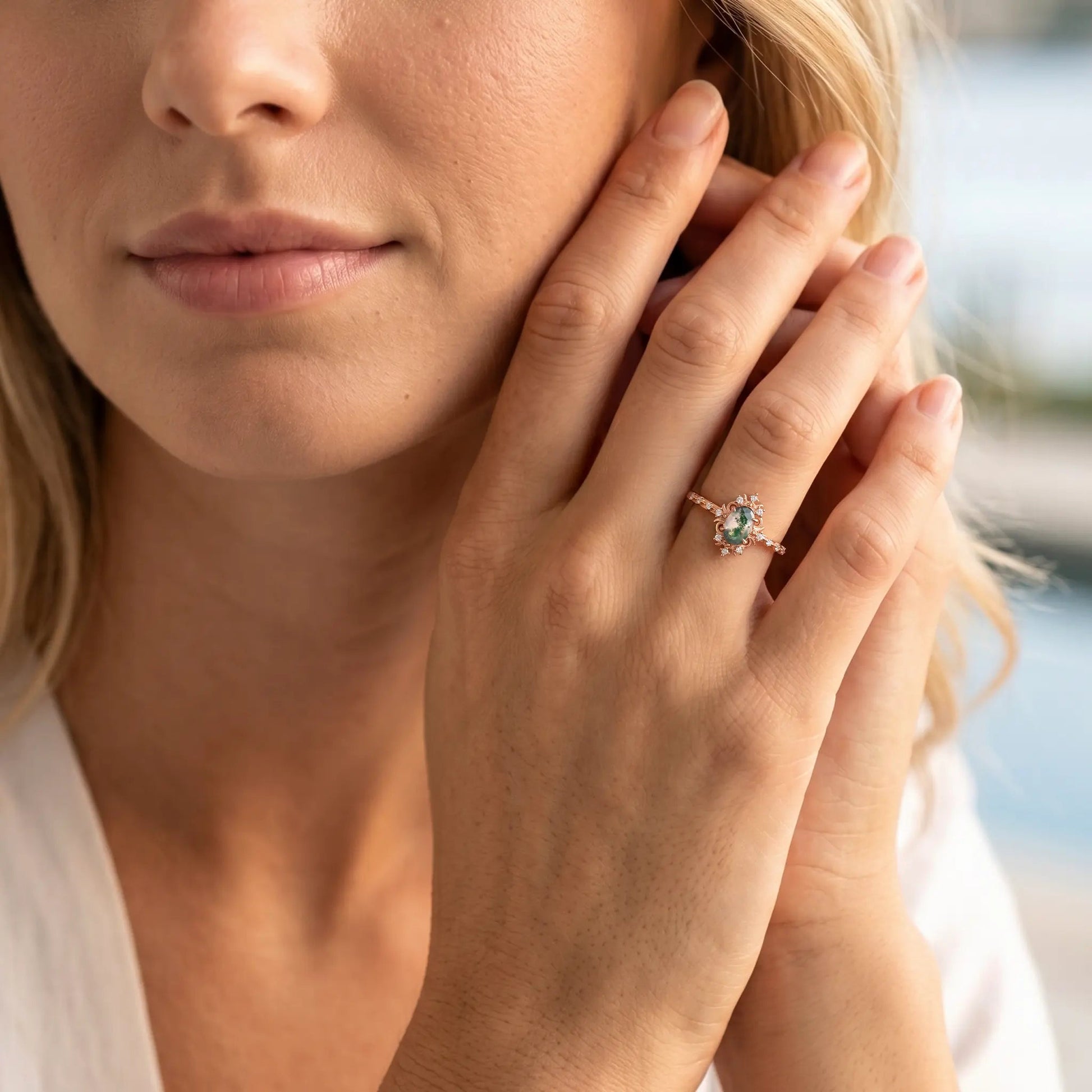 VIRELLE — Moss Agate ring   Rings Starry Cradles