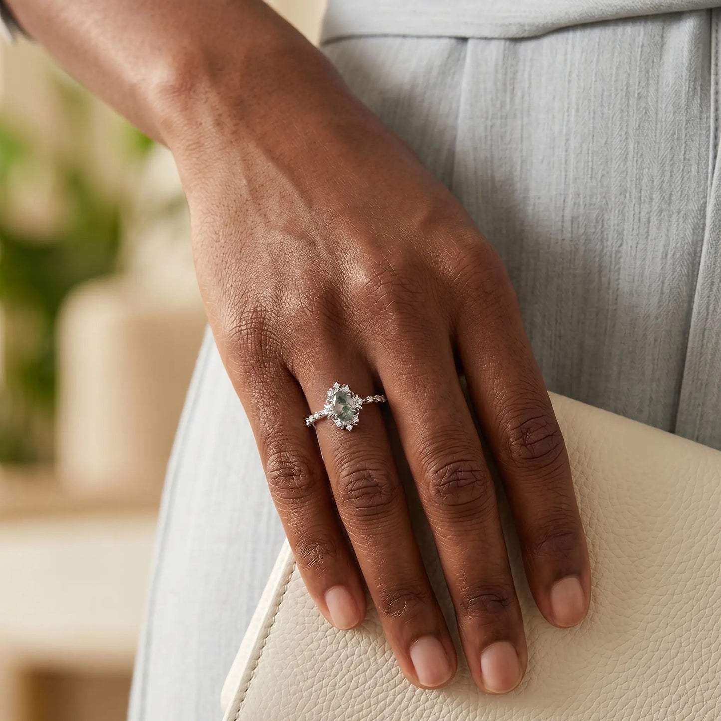 VIRELLE — Moss Agate ring   Rings Starry Cradles